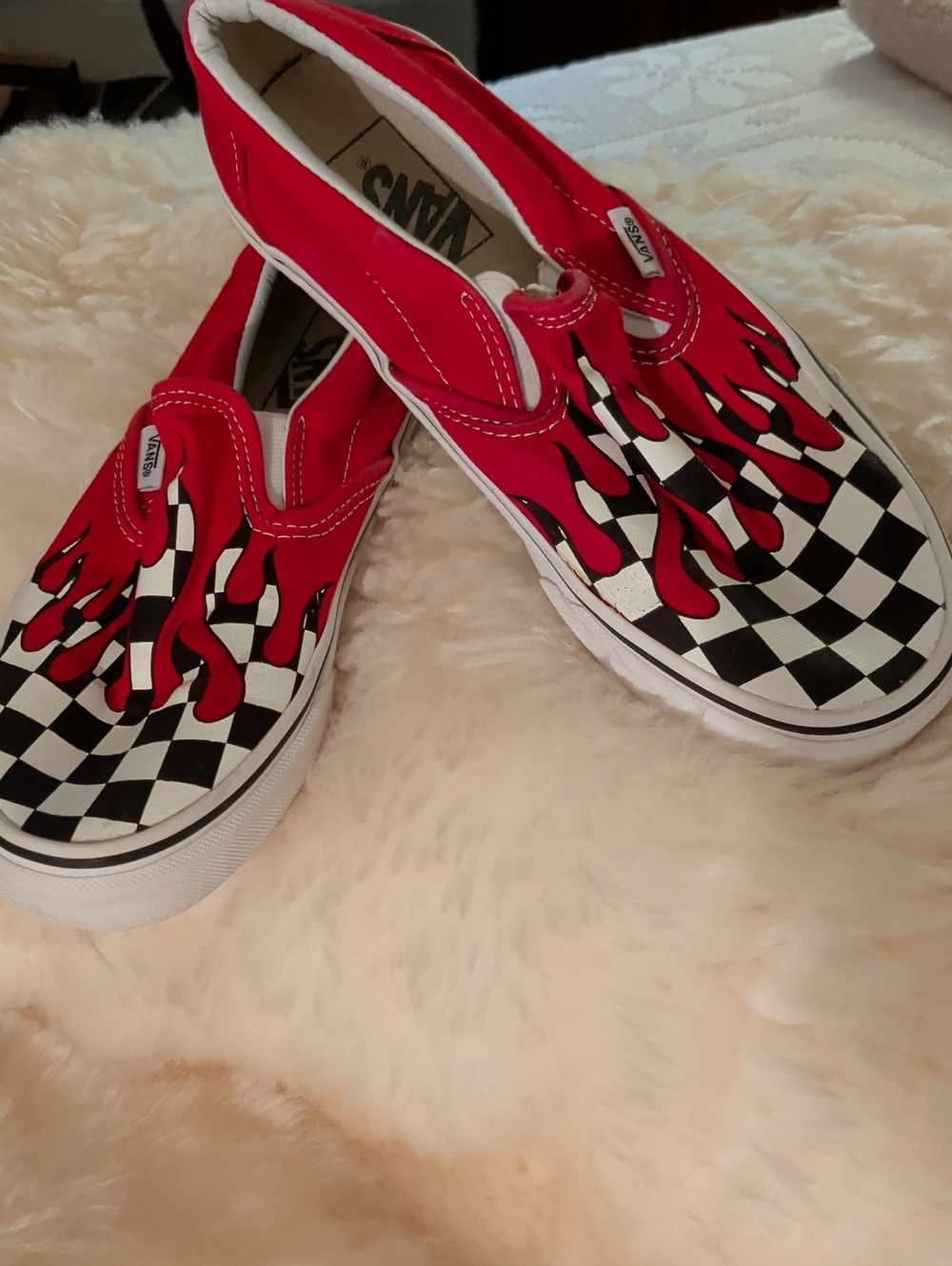 Vans Slip-On Checkerboard Flames - Red